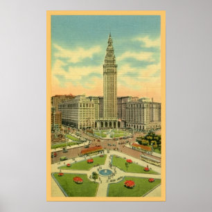 Pôster Praça pública Cleveland Ohio do vintage