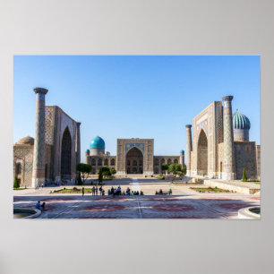 Poster Praça Registan ao pôr do sol - Samarcanda, Uzbequi