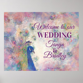 Poster Praça rosa, fundo pacifista, bem-vindo