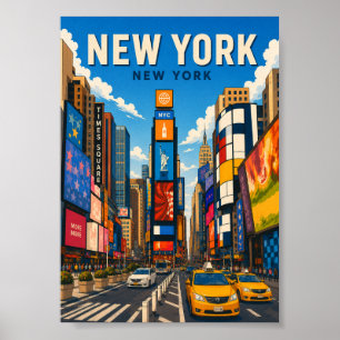 Poster Praça Times Square de Nova York Vista de Rua Vibra