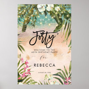 Poster praça tropical floral 40 sinais de boas-vindas pos