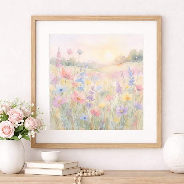Poster Prado de Flores Silvestres Pastel (Criador carregado)