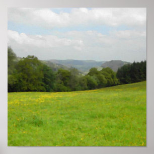 Pôster Prado verde. Cenário do campo