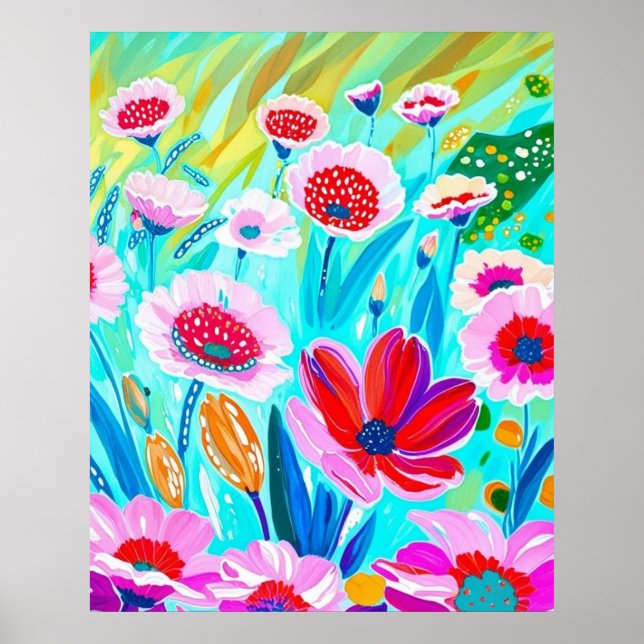 Poster Prados de flor selvagem vibrantes - Arte Floral Co (Frente)