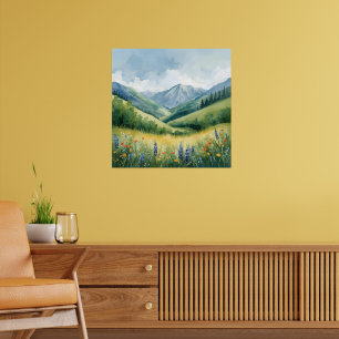 Poster Prados de Montanha Tranquilos - Parede Natural de