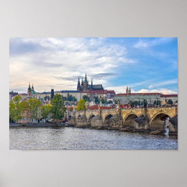 Poster Praga Castle Overlook the Charles Bridge (Frente)