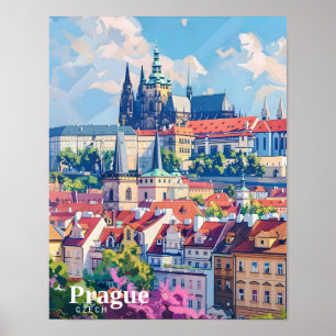 Poster Praga Cidade da República Checa Viagens vintage de
