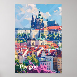 Poster Praga Cidade da República Checa Viagens vintage de