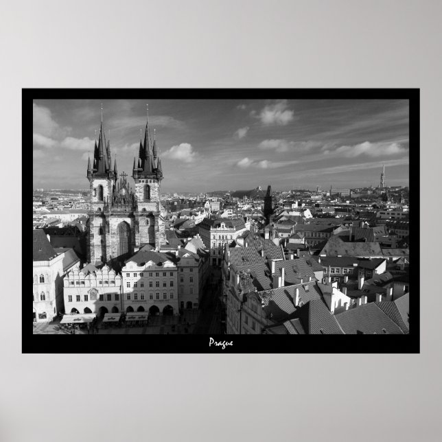 Pôster Praga Cityscape (B&W) (Frente)