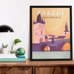 Poster Praga República Checa Viagem Art Vintage