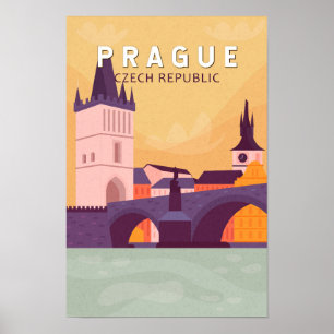 Poster Praga República Checa Viagem Art Vintage