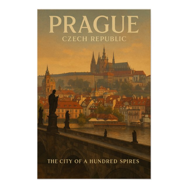 Pôster Praga, República Tcheca — Cidade das Cem Torres (Frente)