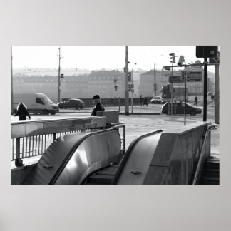 Poster Praga Urban Noir: Escalator Light