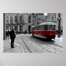 Prague Red Tram Pop: Cor Selectiva