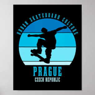 Poster Prague República Tcheca Skateboarder Urna Skateboa
