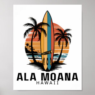 Poster Praia Ala Moana Havaí Surfe Surfista _1
