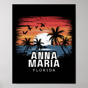 Poster Praia Anna Maria Flórida Surfando Surfista _1