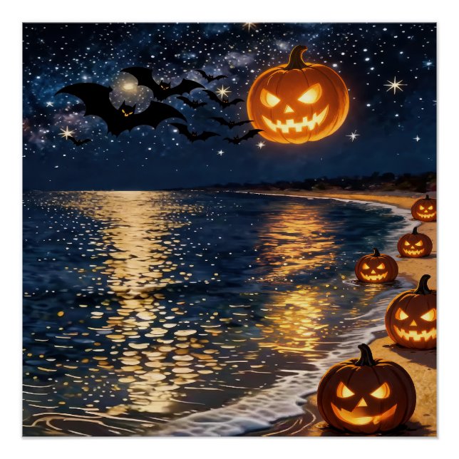 Pôster Praia ao Luar de Halloween (Frente)