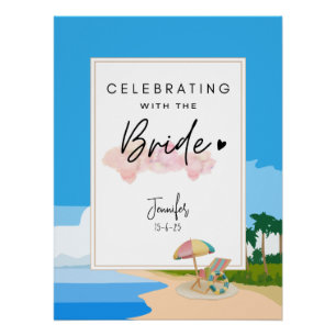 Pôster Praia Bachelorette Festa de tendas personalizada