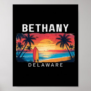Poster Praia Bethany Delaware Homens Mulheres Surfe
