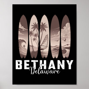 Poster Praia Bethany Delaware Prancha de Surf Homens Mulh