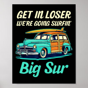 Poster Praia Big Sur Surf California Garota Mulheres Home