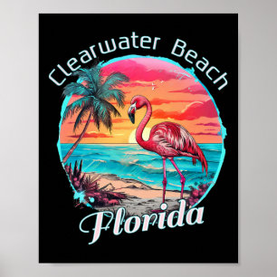 Poster Praia Clearwater Flórida Praia Flamingo Tropical S
