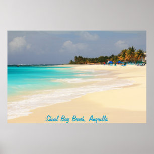 Pôster Praia da baía do banco de areia, Anguilla