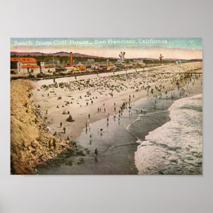 Pôster Praia da casa do penhasco, vintage de San
