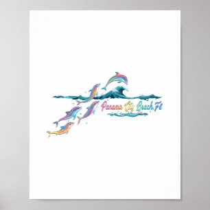Poster Praia da Cidade do Panamá Flórida Golfinho Colorid