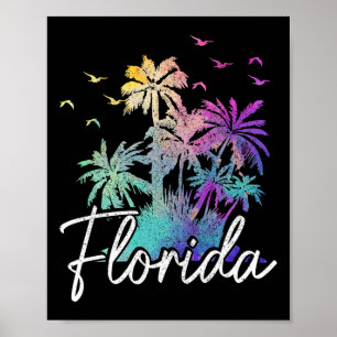 Poster Praia da Flórida Vintage Miami Tampa Palmeiras Fér