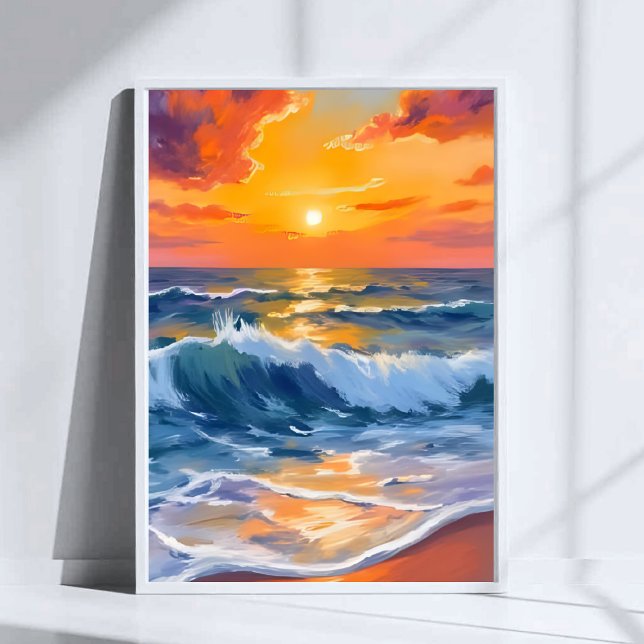 Poster Praia da Hora Dourada Pôr do Sol Costeiro (Criador carregado)