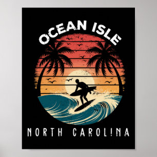 Poster Praia da Ilha do Oceano Carolina do Norte Ondas de
