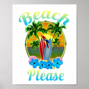 Poster Praia da Ilha Tropical, por favor colorida