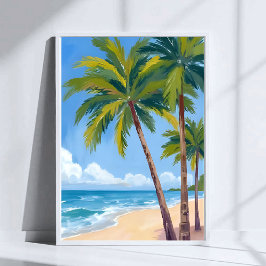 Poster Praia da Palmeira | Céu Azul Aquarela Tropical