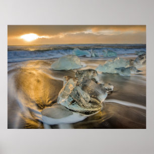 Poster Praia de Areia Preta Jokulsarlon Sul da Islândia
