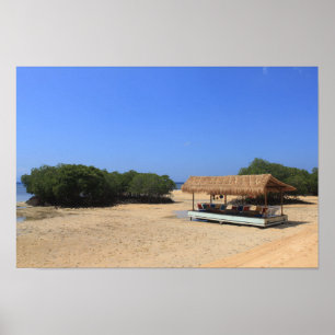 Poster praia de arenito tropical