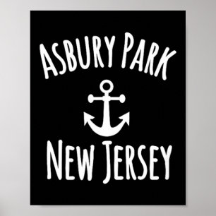 Poster Praia de Asbury Park Costa Nautica Vela Embarcação