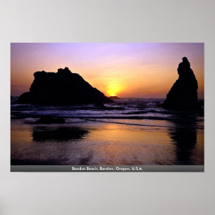 Pôster Praia de Bandon, Bandon, Oregon, EUA