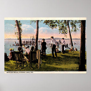 Poster Praia de banho do lago Winona, Indiana