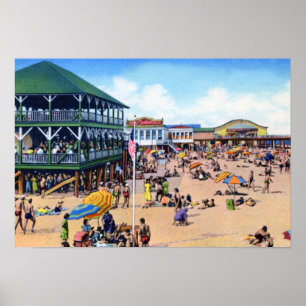 Poster Praia de banho longa de New-jersey do ramo