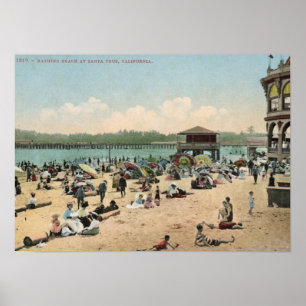 Pôster Praia de banho, vintage de Santa Cruz CA