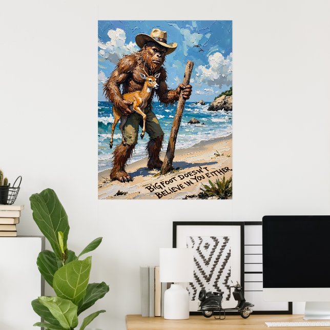 Poster Praia de Bigfoot: Um Veado e um Pau (Escritório em casa)