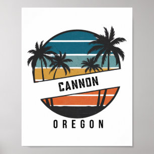 Poster Praia de Cannon retrô Oregon prancha de surfe surf