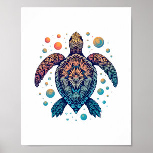 Poster Praia de Férias Hawaii Sea Turtle Tie-Dye Hawaii