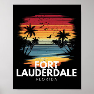Poster Praia de Fort Lauderdale Flórida Prancha de Surfe 