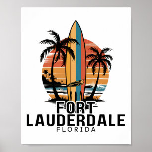 Poster Praia de Fort Lauderdale Flórida Surfando Surfista