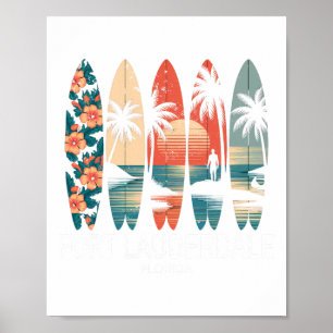 Poster Praia de Fort Lauderdale Flórida Surfboard Surfing