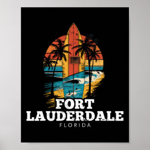 Poster Praia de Fort Lauderdale Flórida Surfboard Surfing