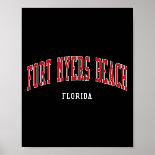 Poster Praia de Fort Myers Flórida Estilo Universitário